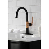 Whitaker KSD2237KL Single-Handle 1-Hole Deck Mount Bathroom Faucet with Push Pop-Up and Deck Plate, Matte Black/Rose Gold