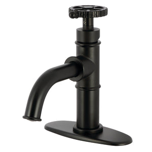 Fuller KSD2820CG Single-Handle 1-Hole Deck Mount Bathroom Faucet with Push Pop-Up and Deck Plate, Matte Black