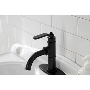 Whitaker KSD2820KL Single-Handle 1-Hole Deck Mount Bathroom Faucet with Push Pop-Up and Deck Plate, Matte Black