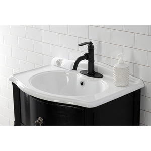 Whitaker KSD2820KL Single-Handle 1-Hole Deck Mount Bathroom Faucet with Push Pop-Up and Deck Plate, Matte Black