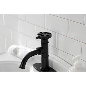 Belknap KSD2820RX Single-Handle 1-Hole Deck Mount Bathroom Faucet with Push Pop-Up and Deck Plate, Matte Black
