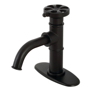 Belknap KSD2820RX Single-Handle 1-Hole Deck Mount Bathroom Faucet with Push Pop-Up and Deck Plate, Matte Black