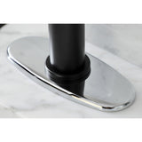 Whitaker KSD2821KL Single-Handle 1-Hole Deck Mount Bathroom Faucet with Push Pop-Up and Deck Plate, Matte Black/Polished Chrome