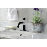 Whitaker KSD2821KL Single-Handle 1-Hole Deck Mount Bathroom Faucet with Push Pop-Up and Deck Plate, Matte Black/Polished Chrome