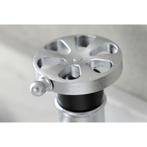 Belknap KSD2821RX Single-Handle 1-Hole Deck Mount Bathroom Faucet with Push Pop-Up and Deck Plate, Matte Black/Polished Chrome