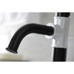 Belknap KSD2821RX Single-Handle 1-Hole Deck Mount Bathroom Faucet with Push Pop-Up and Deck Plate, Matte Black/Polished Chrome