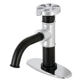 Belknap KSD2821RX Single-Handle 1-Hole Deck Mount Bathroom Faucet with Push Pop-Up and Deck Plate, Matte Black/Polished Chrome
