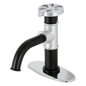 Belknap KSD2821RX Single-Handle 1-Hole Deck Mount Bathroom Faucet with Push Pop-Up and Deck Plate, Matte Black/Polished Chrome