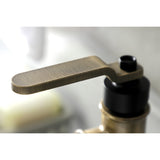 Whitaker KSD2823KL Single-Handle 1-Hole Deck Mount Bathroom Faucet with Push Pop-Up and Deck Plate, Matte Black/Antique Brass