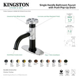 Belknap KSD2823RX Single-Handle 1-Hole Deck Mount Bathroom Faucet with Push Pop-Up and Deck Plate, Matte Black/Antique Brass