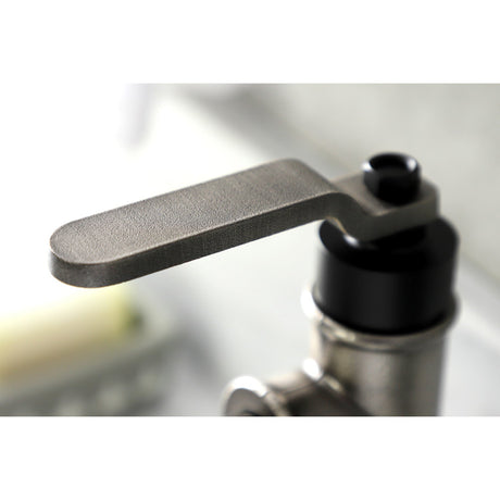 Whitaker KSD2824KL Single-Handle 1-Hole Deck Mount Bathroom Faucet with Push Pop-Up and Deck Plate, Matte Black/Black Stainless