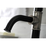 Whitaker KSD2824KL Single-Handle 1-Hole Deck Mount Bathroom Faucet with Push Pop-Up and Deck Plate, Matte Black/Black Stainless