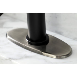 Belknap KSD2824RX Single-Handle 1-Hole Deck Mount Bathroom Faucet with Push Pop-Up and Deck Plate, Matte Black/Black Stainless