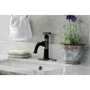 Belknap KSD2824RX Single-Handle 1-Hole Deck Mount Bathroom Faucet with Push Pop-Up and Deck Plate, Matte Black/Black Stainless