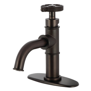 Webb KSD2825RKX Single-Handle 1-Hole Deck Mount Bathroom Faucet with Knurled Handle and Push Pop-Up Drain, Oil Rubbed Bronze