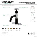Fuller KSD2826CG Single-Handle 1-Hole Deck Mount Bathroom Faucet with Push Pop-Up and Deck Plate, Matte Black/Polished Nickel
