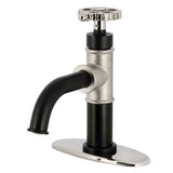 Fuller KSD2826CG Single-Handle 1-Hole Deck Mount Bathroom Faucet with Push Pop-Up and Deck Plate, Matte Black/Polished Nickel