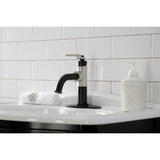 Whitaker KSD2826KL Single-Handle 1-Hole Deck Mount Bathroom Faucet with Push Pop-Up and Deck Plate, Matte Black/Polished Nickel