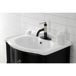 Whitaker KSD2826KL Single-Handle 1-Hole Deck Mount Bathroom Faucet with Push Pop-Up and Deck Plate, Matte Black/Polished Nickel