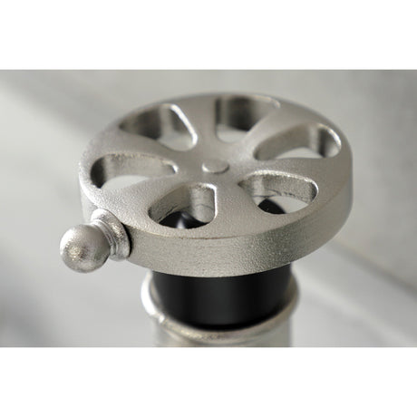 Belknap KSD2828RX Single-Handle 1-Hole Deck Mount Bathroom Faucet with Push Pop-Up and Deck Plate, Matte Black/Brushed Nickel