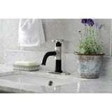 Belknap KSD2828RX Single-Handle 1-Hole Deck Mount Bathroom Faucet with Push Pop-Up and Deck Plate, Matte Black/Brushed Nickel