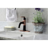 Whitaker KSD282KLAC Single-Handle 1-Hole Deck Mount Bathroom Faucet with Push Pop-Up and Deck Plate, Matte Black/Antique Copper