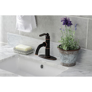 Whitaker KSD282KLNB Single-Handle 1-Hole Deck Mount Bathroom Faucet with Push Pop-Up and Deck Plate, Naples Bronze