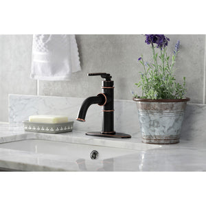 Whitaker KSD282KLNB Single-Handle 1-Hole Deck Mount Bathroom Faucet with Push Pop-Up and Deck Plate, Naples Bronze