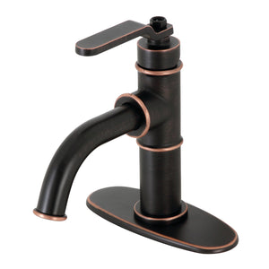 Whitaker KSD282KLNB Single-Handle 1-Hole Deck Mount Bathroom Faucet with Push Pop-Up and Deck Plate, Naples Bronze