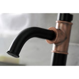 Belknap KSD282RXAC Single-Handle 1-Hole Deck Mount Bathroom Faucet with Push Pop-Up and Deck Plate, Matte Black/Antique Copper