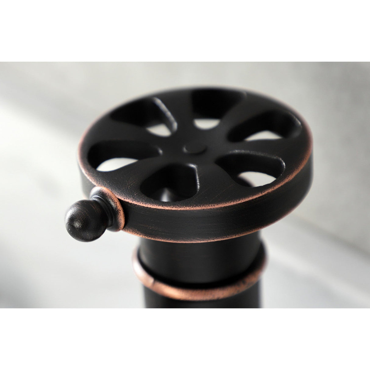 Belknap KSD282RXNB Single-Handle 1-Hole Deck Mount Bathroom Faucet with Push Pop-Up and Deck Plate, Naples Bronze