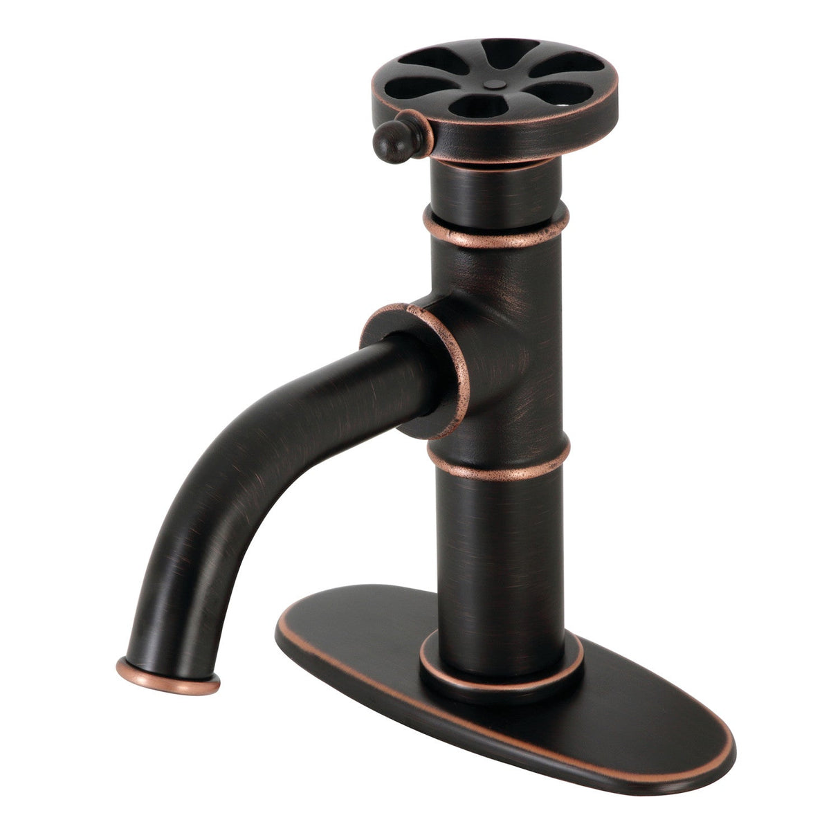 Belknap KSD282RXNB Single-Handle 1-Hole Deck Mount Bathroom Faucet with Push Pop-Up and Deck Plate, Naples Bronze