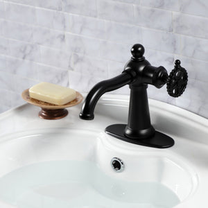 Fuller KSD3540CG Single-Handle 1-Hole Deck Mount Bathroom Faucet with Push Pop-Up and Deck Plate, Matte Black