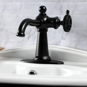 Fuller KSD3540CG Single-Handle 1-Hole Deck Mount Bathroom Faucet with Push Pop-Up and Deck Plate, Matte Black