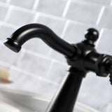 Fuller KSD3540CG Single-Handle 1-Hole Deck Mount Bathroom Faucet with Push Pop-Up and Deck Plate, Matte Black