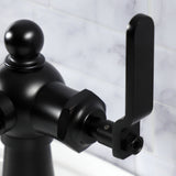 Knight KSD3540KL Single-Handle 1-Hole Deck Mount Bathroom Faucet with Push Pop-Up and Deck Plate, Matte Black
