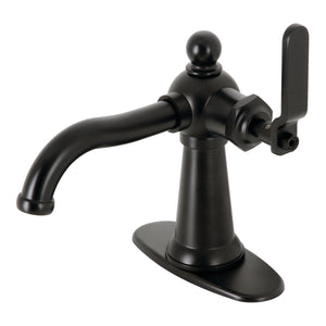 Knight KSD3540KL Single-Handle 1-Hole Deck Mount Bathroom Faucet with Push Pop-Up and Deck Plate, Matte Black
