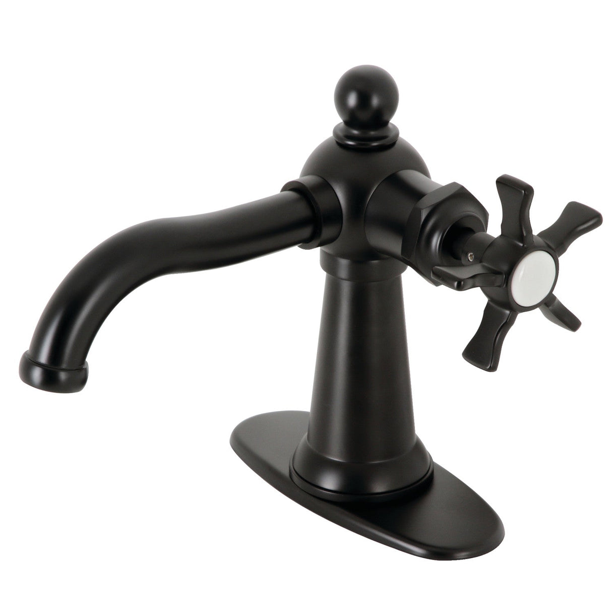Hamilton KSD3540NX Single-Handle 1-Hole Deck Mount Bathroom Faucet with Push Pop-Up and Deck Plate, Matte Black