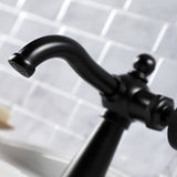 Webb KSD3540RKX Single-Handle 1-Hole Deck Mount Bathroom Faucet with Knurled Handle and Push Pop-Up Drain, Matte Black