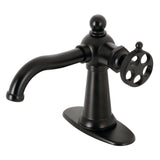 Webb KSD3540RKX Single-Handle 1-Hole Deck Mount Bathroom Faucet with Knurled Handle and Push Pop-Up Drain, Matte Black