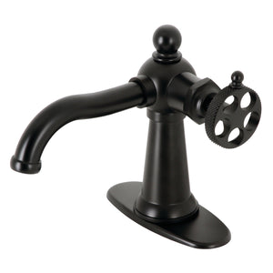 Webb KSD3540RKX Single-Handle 1-Hole Deck Mount Bathroom Faucet with Knurled Handle and Push Pop-Up Drain, Matte Black