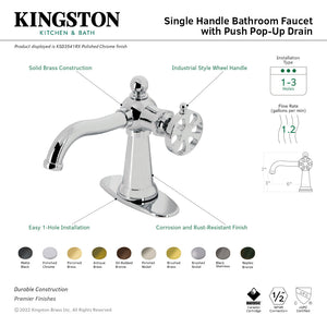 Belknap KSD3540RX Single-Handle 1-Hole Deck Mount Bathroom Faucet with Push Pop-Up and Deck Plate, Matte Black