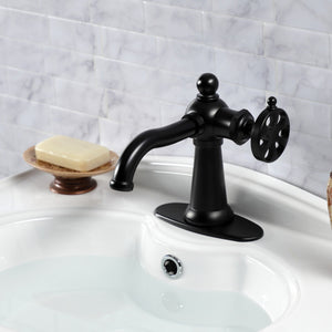 Belknap KSD3540RX Single-Handle 1-Hole Deck Mount Bathroom Faucet with Push Pop-Up and Deck Plate, Matte Black