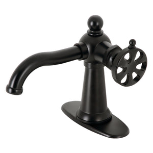 Belknap KSD3540RX Single-Handle 1-Hole Deck Mount Bathroom Faucet with Push Pop-Up and Deck Plate, Matte Black