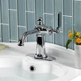 Knight KSD3541KL Single-Handle 1-Hole Deck Mount Bathroom Faucet with Push Pop-Up and Deck Plate, Polished Chrome