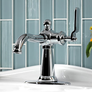 Knight KSD3541KL Single-Handle 1-Hole Deck Mount Bathroom Faucet with Push Pop-Up and Deck Plate, Polished Chrome