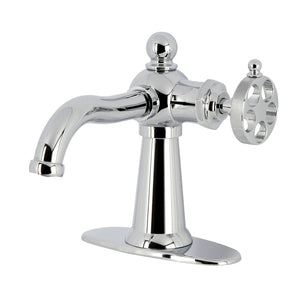Wendell KSD3541RKZ Single-Handle 1-Hole Deck Mount Bathroom Faucet with Knurled Handle and Push Pop-Up Drain, Polished Chrome