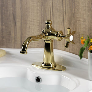 Hamilton KSD3542NX Single-Handle 1-Hole Deck Mount Bathroom Faucet with Push Pop-Up and Deck Plate, Polished Brass