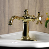 Hamilton KSD3542NX Single-Handle 1-Hole Deck Mount Bathroom Faucet with Push Pop-Up and Deck Plate, Polished Brass
