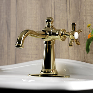 Hamilton KSD3542NX Single-Handle 1-Hole Deck Mount Bathroom Faucet with Push Pop-Up and Deck Plate, Polished Brass